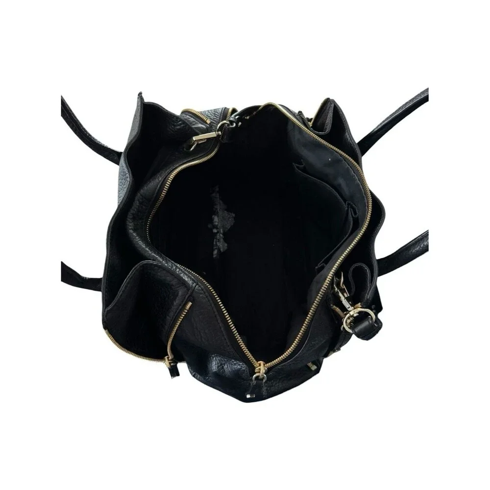Rebecca Minkoff Black Pebbled Leather Perry Satchel Tote